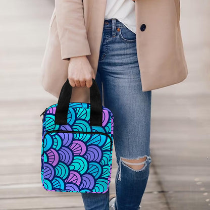 Teal Pink Mermaid Scales Pattern Print Bible Tote Bag