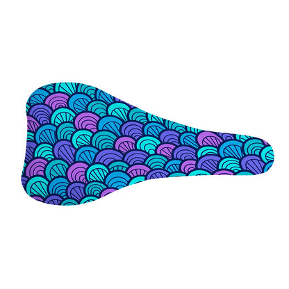 Teal Pink Mermaid Scales Pattern Print Bicycle Seat Cover