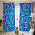 Teal Pink Mermaid Scales Pattern Print Dimout Pencil Pleat Curtains