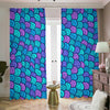 Teal Pink Mermaid Scales Pattern Print Blackout Pencil Pleat Curtains