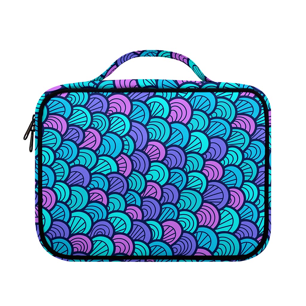 Teal Pink Mermaid Scales Pattern Print Briefcase Bible Bag