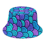 Teal Pink Mermaid Scales Pattern Print Bucket Hat