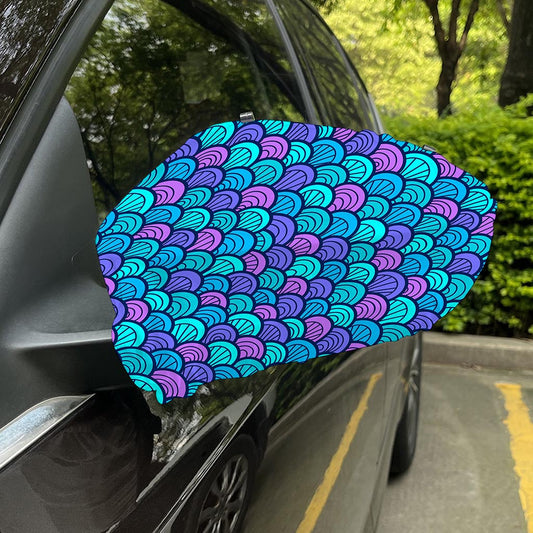Teal Pink Mermaid Scales Pattern Print Car Side Mirror Covers
