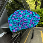 Teal Pink Mermaid Scales Pattern Print Car Side Mirror Covers
