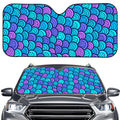 Teal Pink Mermaid Scales Pattern Print Car Windshield Sun Shade