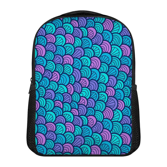 Teal Pink Mermaid Scales Pattern Print Casual Backpack