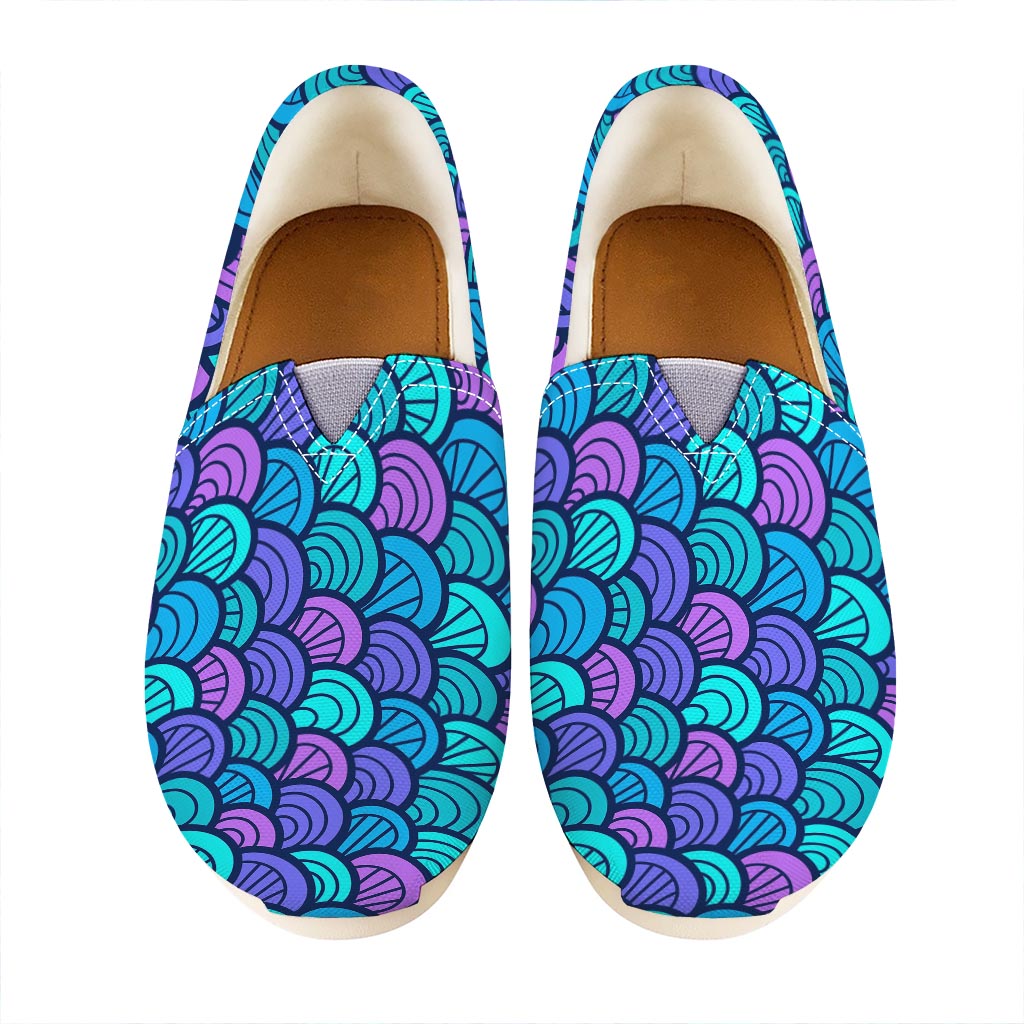 Teal Pink Mermaid Scales Pattern Print Casual Shoes