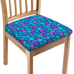 Teal Pink Mermaid Scales Pattern Print Chair Cushion Cover