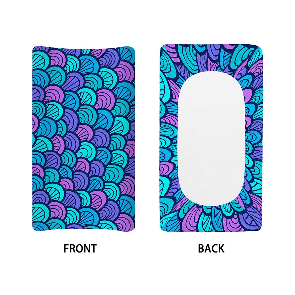 Teal Pink Mermaid Scales Pattern Print Changing Pad Cover