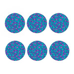 Teal Pink Mermaid Scales Pattern Print Coaster Set