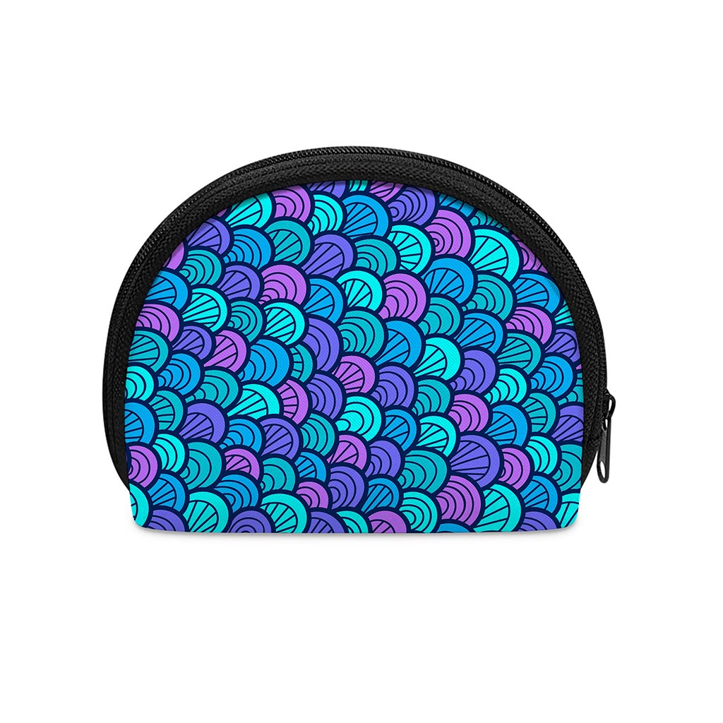 Teal Pink Mermaid Scales Pattern Print Coin Purse