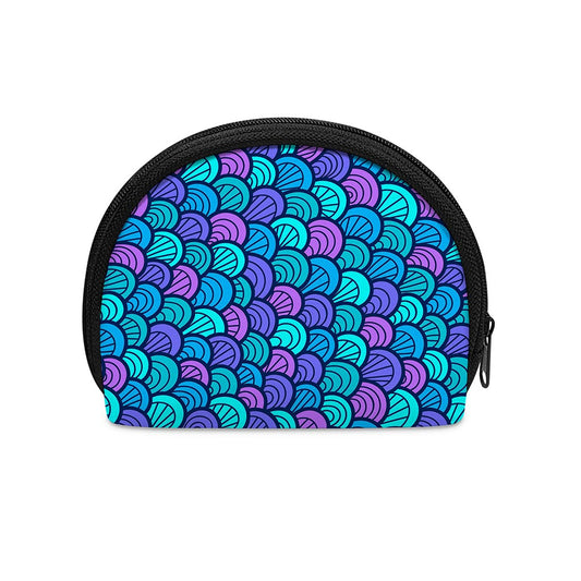 Teal Pink Mermaid Scales Pattern Print Coin Purse