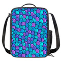Teal Pink Mermaid Scales Pattern Print Crossbody Lunch Bag