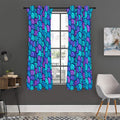 Teal Pink Mermaid Scales Pattern Print Grommet Curtain Panels