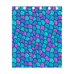 Teal Pink Mermaid Scales Pattern Print Curtain