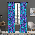 Teal Pink Mermaid Scales Pattern Print Curtain