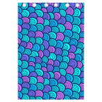 Teal Pink Mermaid Scales Pattern Print Curtain