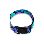 Teal Pink Mermaid Scales Pattern Print Dog Collar