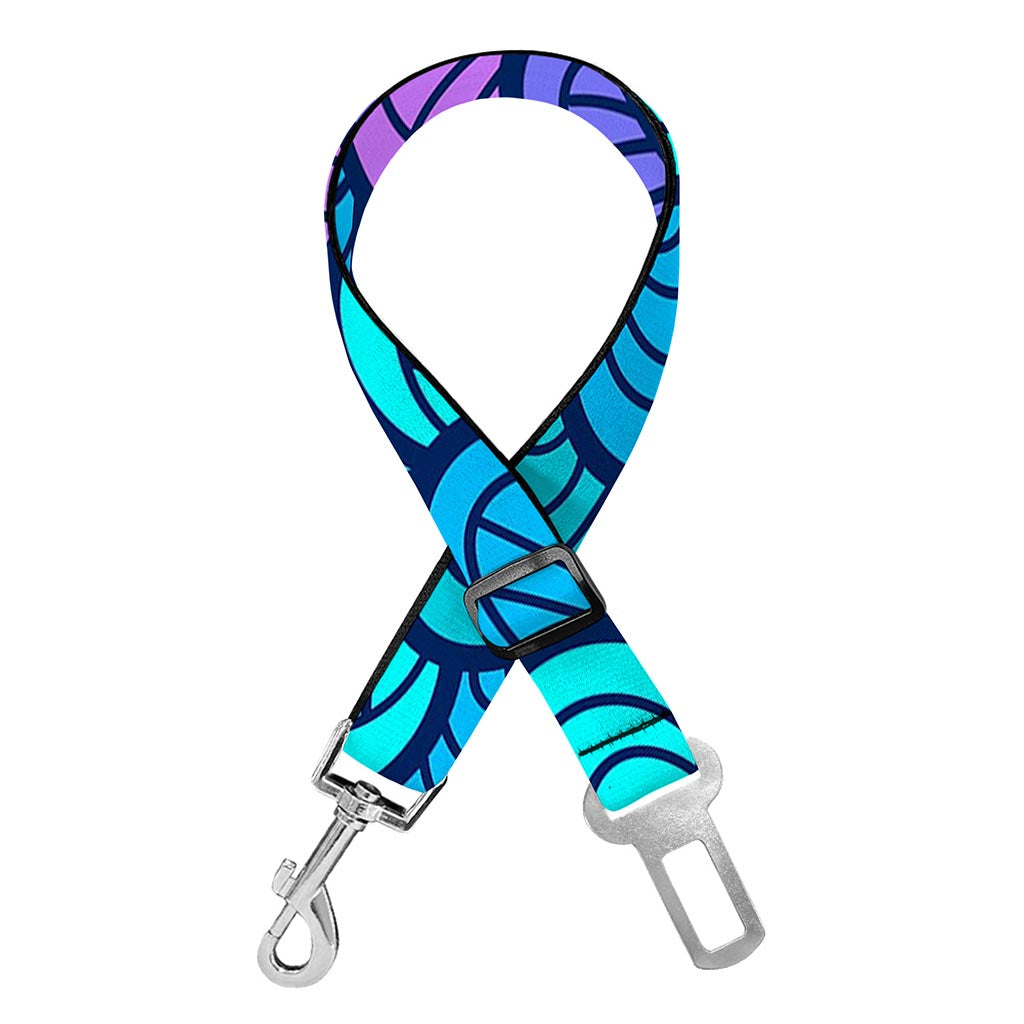 Teal Pink Mermaid Scales Pattern Print Dog Seat Belt