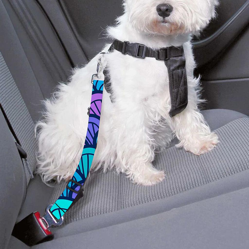 Teal Pink Mermaid Scales Pattern Print Dog Seat Belt