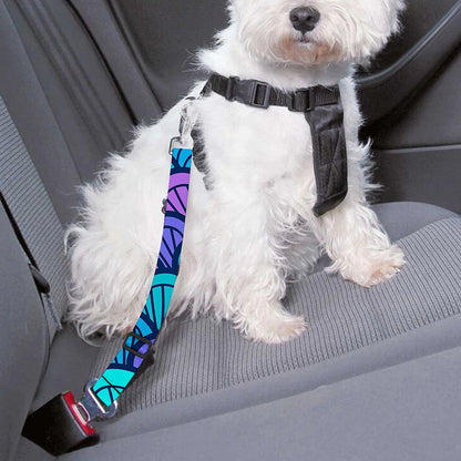 Teal Pink Mermaid Scales Pattern Print Dog Seat Belt