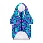 Teal Pink Mermaid Scales Pattern Print Dog Zip Up Hoodie