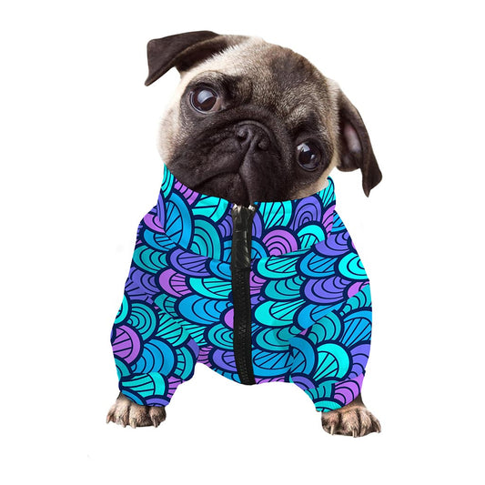 Teal Pink Mermaid Scales Pattern Print Dog Zip Up Jacket