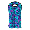 Teal Pink Mermaid Scales Pattern Print Double Neoprene Wine Tote