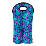 Teal Pink Mermaid Scales Pattern Print Double Neoprene Wine Tote