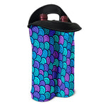 Teal Pink Mermaid Scales Pattern Print Double Neoprene Wine Tote