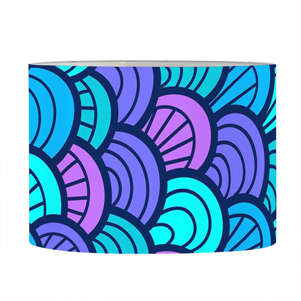 Teal Pink Mermaid Scales Pattern Print Drum Lamp Shade