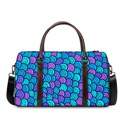 Teal Pink Mermaid Scales Pattern Print Duffle Bag