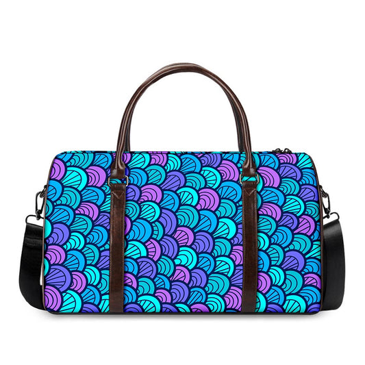 Teal Pink Mermaid Scales Pattern Print Duffle Bag
