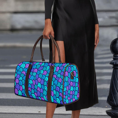 Teal Pink Mermaid Scales Pattern Print Duffle Bag