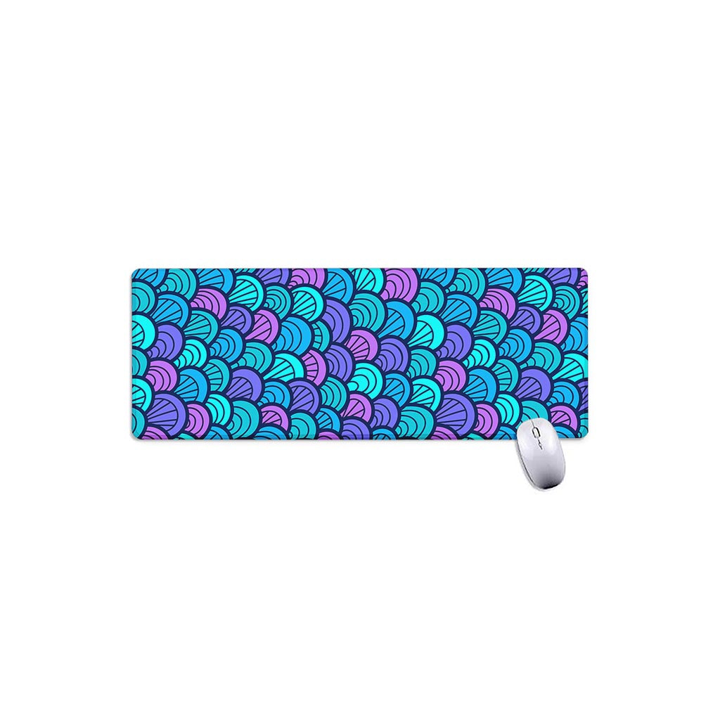 Teal Pink Mermaid Scales Pattern Print Extended Mouse Pad