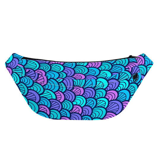 Teal Pink Mermaid Scales Pattern Print Fanny Pack