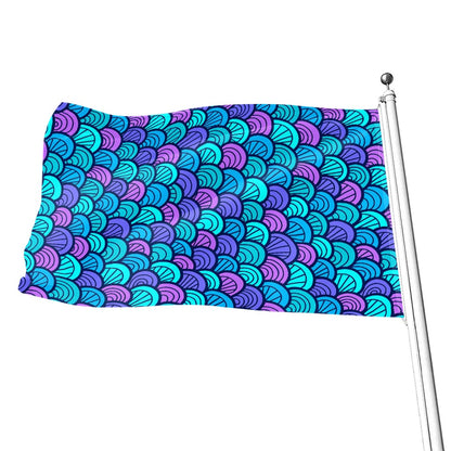 Teal Pink Mermaid Scales Pattern Print Flag