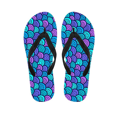 Teal Pink Mermaid Scales Pattern Print Flip Flops