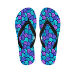 Teal Pink Mermaid Scales Pattern Print Flip Flops