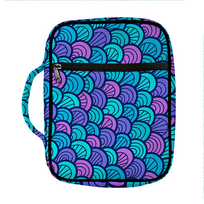 Teal Pink Mermaid Scales Pattern Print Front Pocket Bible Bag