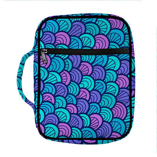 Teal Pink Mermaid Scales Pattern Print Front Pocket Bible Bag