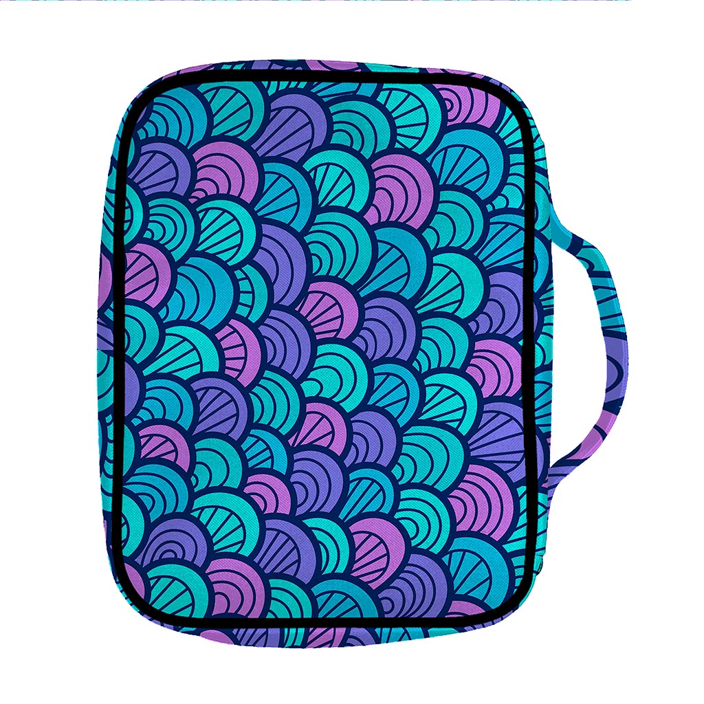Teal Pink Mermaid Scales Pattern Print Front Pocket Bible Bag