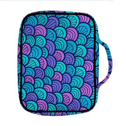 Teal Pink Mermaid Scales Pattern Print Front Pocket Bible Bag