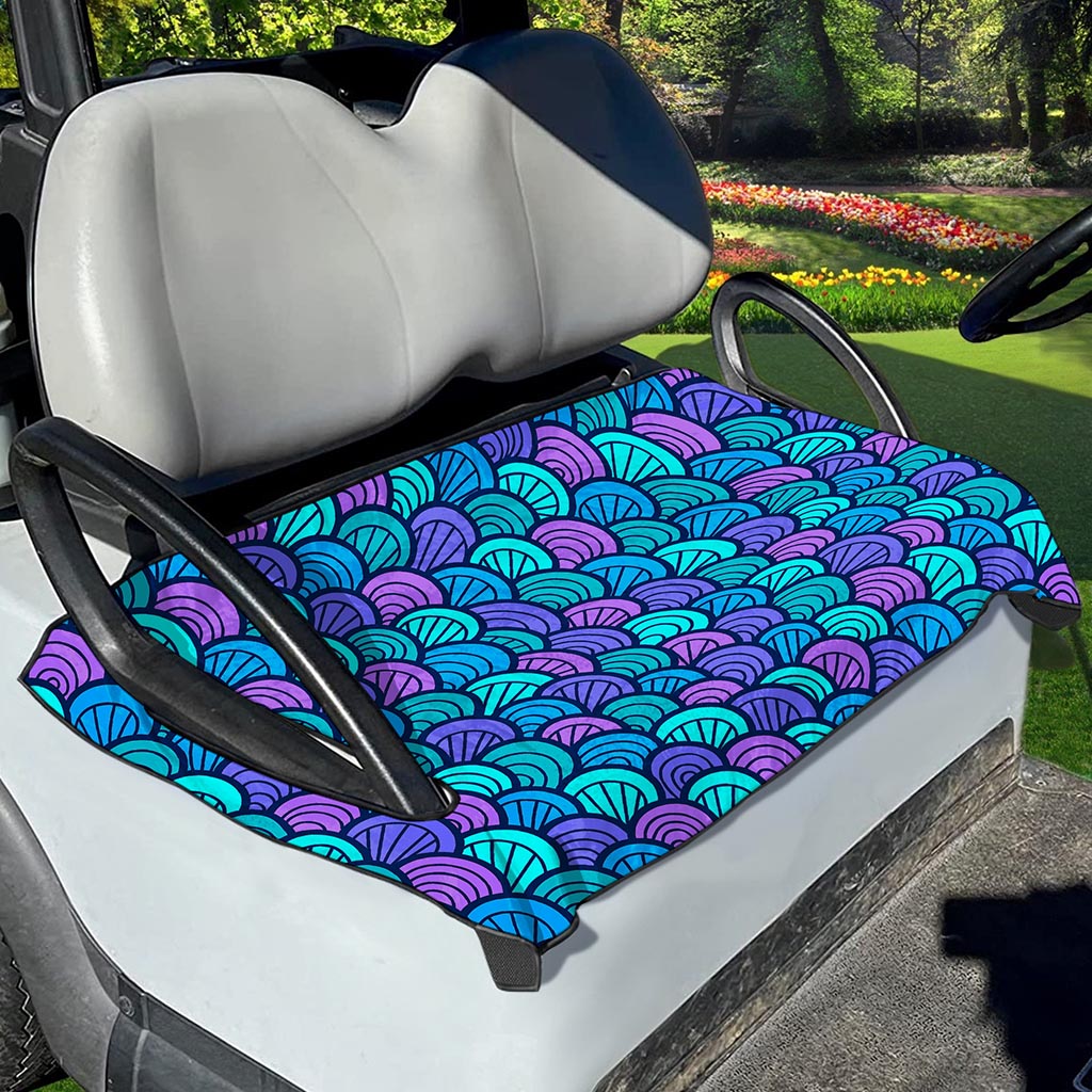 Teal Pink Mermaid Scales Pattern Print Golf Cart Seat Cover