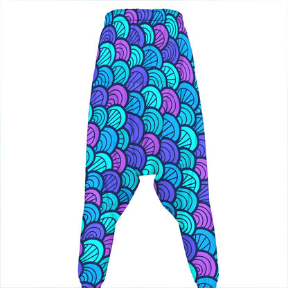 Teal Pink Mermaid Scales Pattern Print Hammer Pants