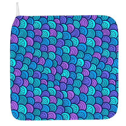 Teal Pink Mermaid Scales Pattern Print Hand Towel