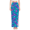 Teal Pink Mermaid Scales Pattern Print High Slit Maxi Skirt