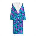 Teal Pink Mermaid Scales Pattern Print Hooded Bathrobe