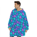 Teal Pink Mermaid Scales Pattern Print Hoodie Blanket