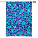 Teal Pink Mermaid Scales Pattern Print House Flag